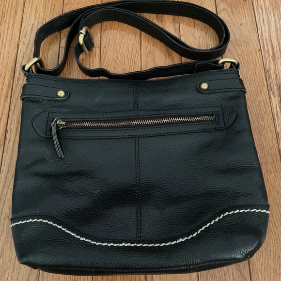 Born Handbags - Born Izabel Messenger Crossbody Purse Black Pebbled Leather 10.5x9x4”